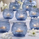 Castiçais Votivos Lamorgift Blue Glass 12 Unidades