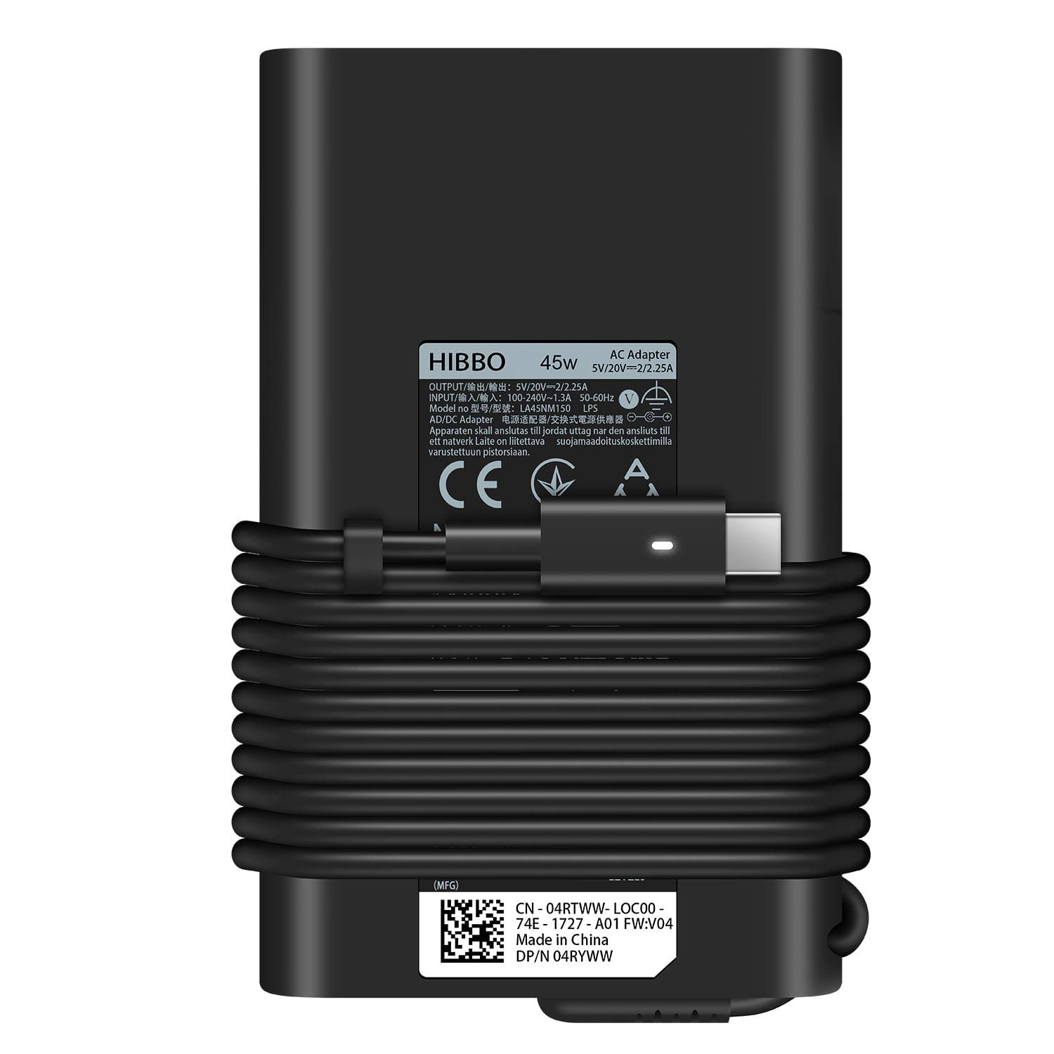 Carregador Hibbo 45w Usb C Fast Power Adapter Para Laptop Dell