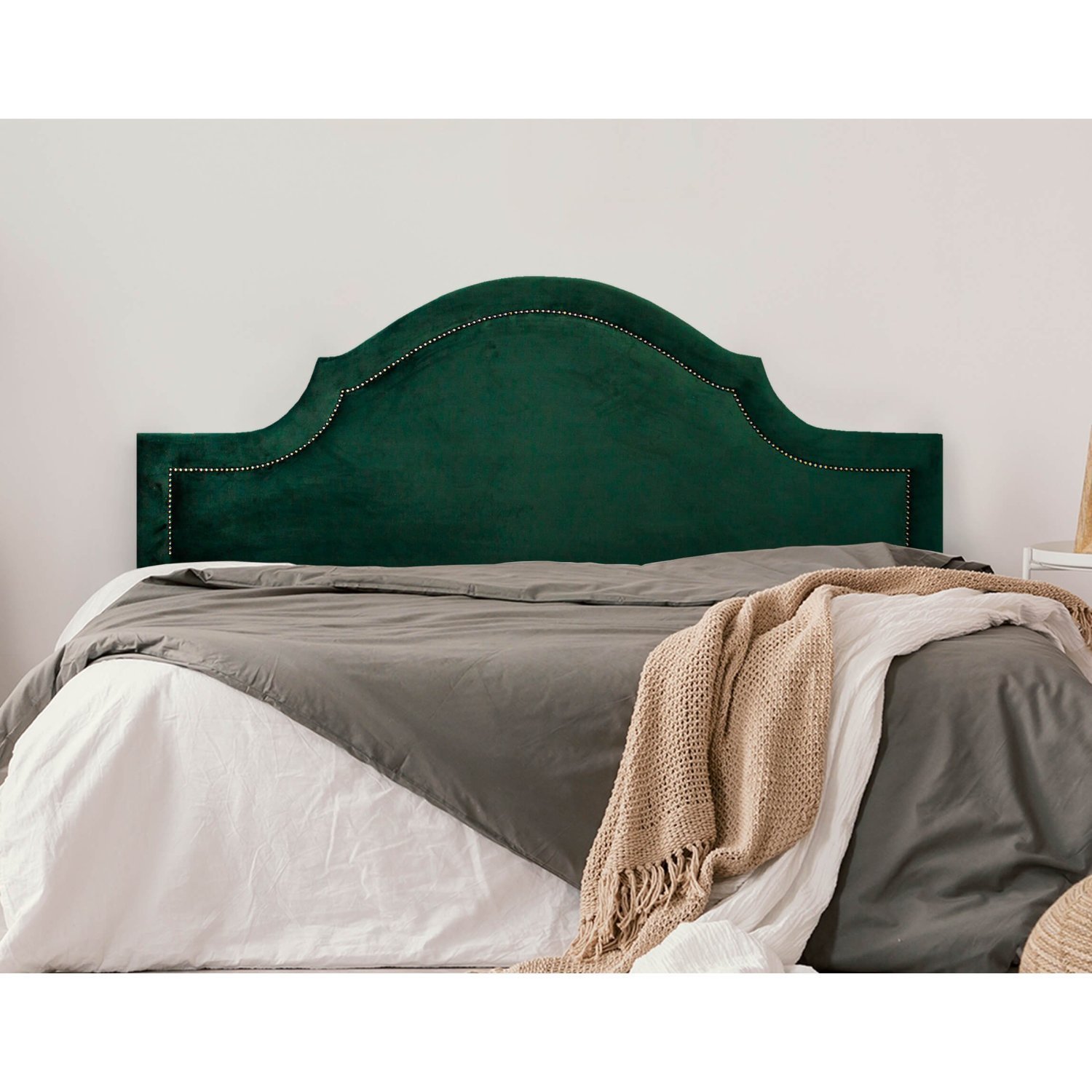 Cabeceira King Estofada Para Cama Box Com Tachas 193x60cm Provençal Luxo Verde/fumê
