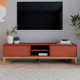 Rack Para Tv Até 60 Polegadas 180cm 2 Portas Retrô Bento Yescasa Terracota/amêndoa