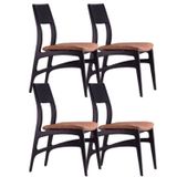 Conjunto 4 Cadeiras Madeira Maciça Alento Ébano/castanho
