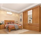 Quarto Completo Roupeiro 3 Portas, Cama Casal E Mesa De Cabeceira Chicago Tcil Móveis Cinamomo