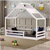 Cama Montessoriana Prime Com Telhado Inclinado Lua Casatema Branco