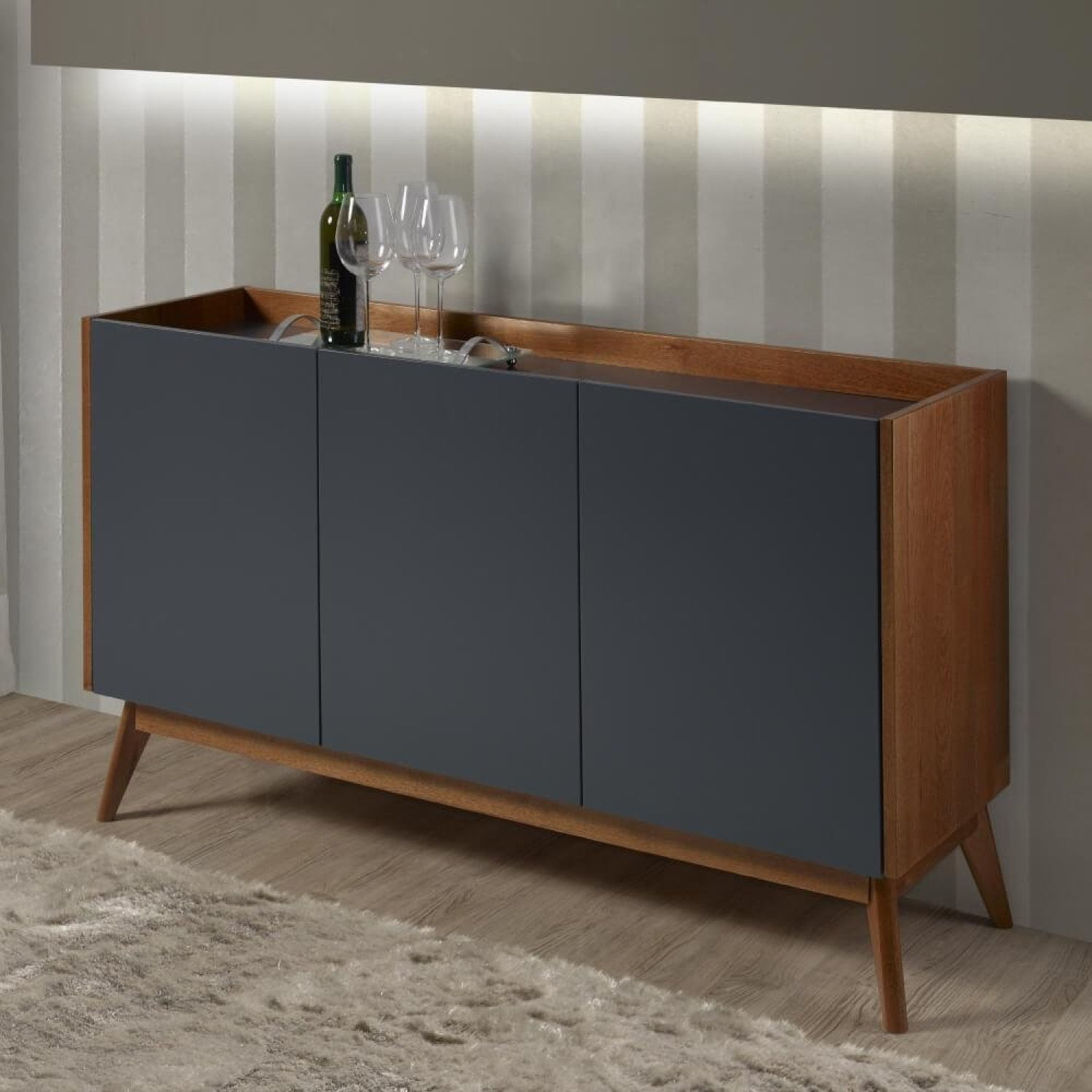 Buffet Elohin Com 3 Portas Pinhão/cinza Grafite