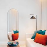 Espelho Oval 150x50cm Moldura Em Couro Yescasa