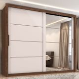 Guarda Roupa Casal Com Espelho 2 Portas 6 Gavetas Imperador Plus Zanzini Jacarandá/off White