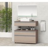 Gabinete Para Banheiro Com Cuba E Espelheira 80cm Safira Contarini Ciliégio