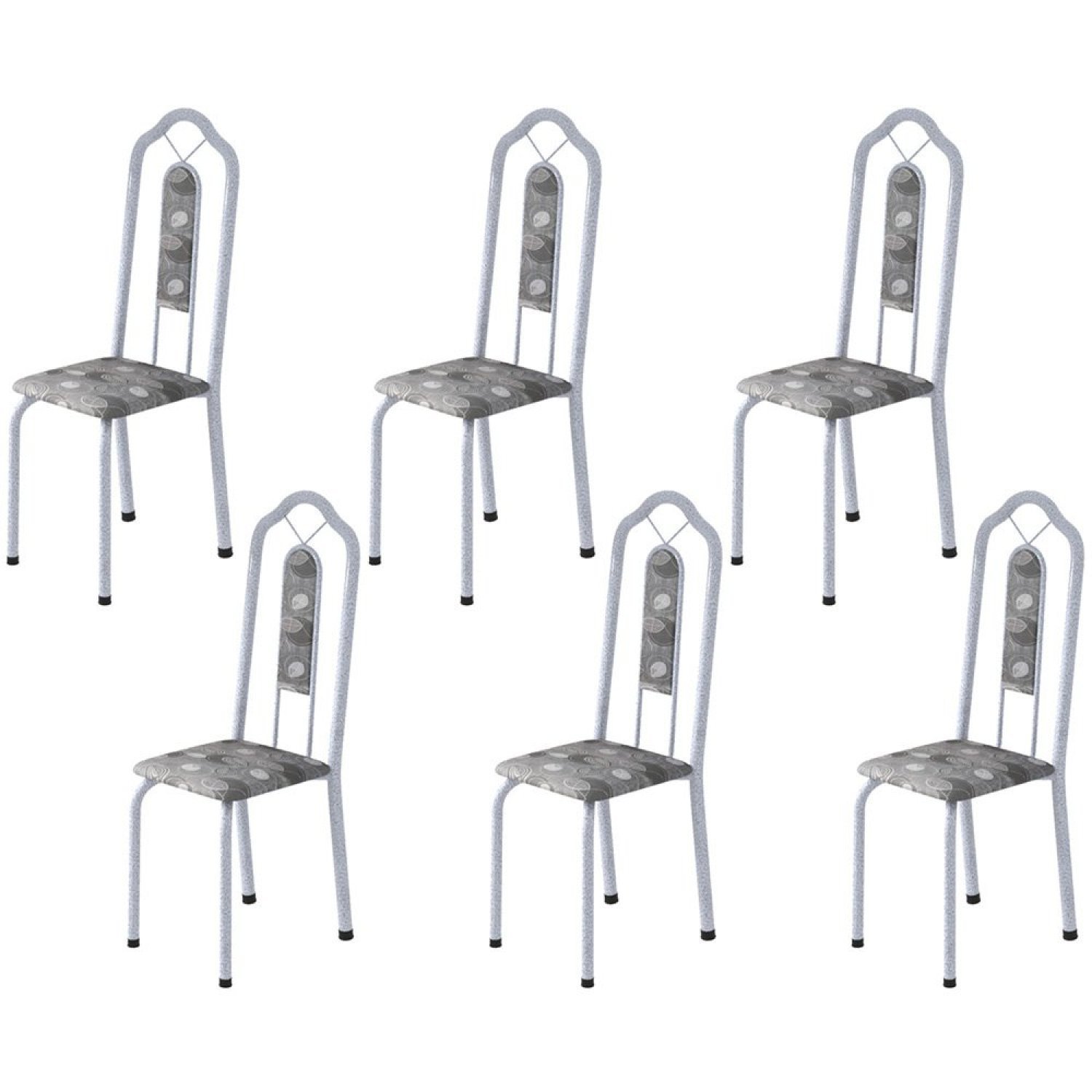 Kit 6 Cadeiras Tubular Bianca Soma Móveis Martelado Perola/paraopeba