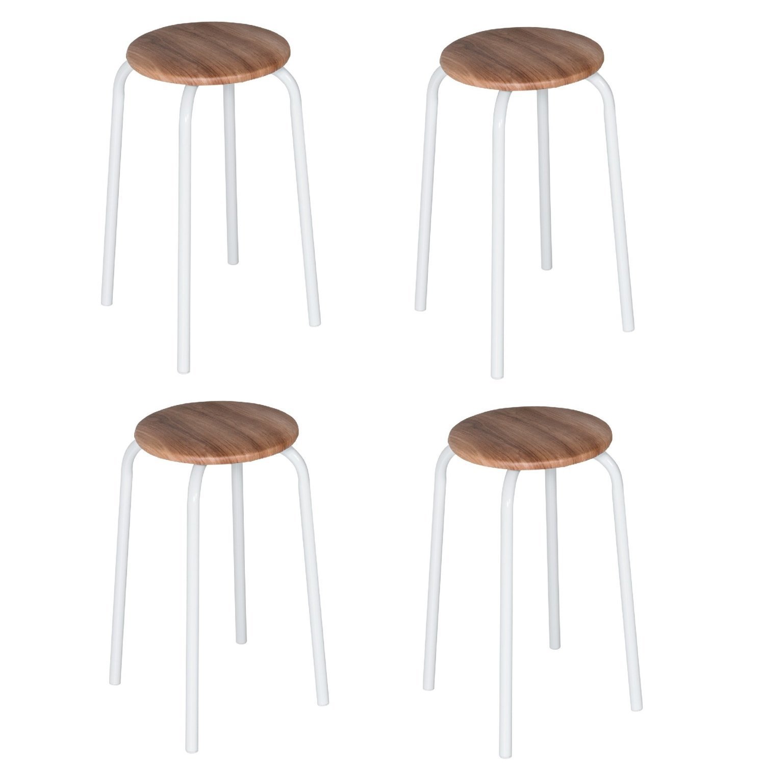 Kit 4 Banquetas Corino Espuma D12 48x33cm Aço Expert Ciplafe Branco/capuccino