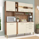 Cozinha Compacta 182cm Com Espelho 6 Portas 2 Gavetas Nicole Manchester/champagne