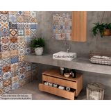 Conjunto De Banheiro Balcão C- Rodizios Bn3603 S- Cuba 80cm E Armário C- Espelho Bn3602 Amêndoa - Tecno Mobili