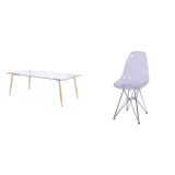 Conjunto De Sala De Jantar Mesa Com Tampo De Vidro Com 4 Cadeiras Com Base De Madeira
