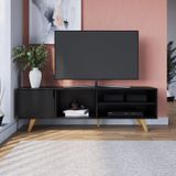 Rack Para Tv Até 60 Polegadas 1 Porta 160cm Retrô Soul Yescasa Preto/amêndoa