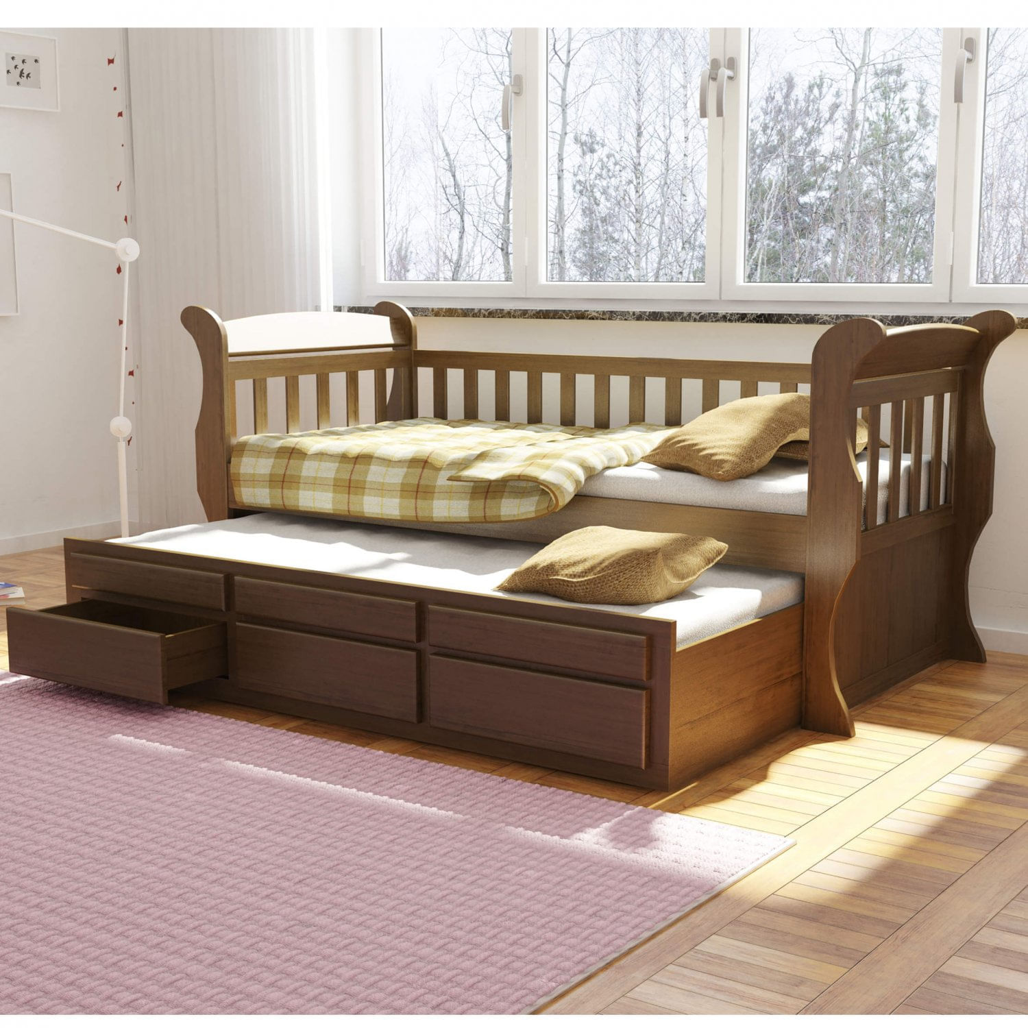 Bicama Solteiro MK 03 Gavetas Móveis Saraiva Castanho