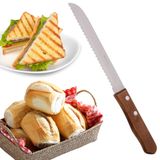 Faca Para Pão Inox 8" Com Cabo Madeira 32,5cm Design - Panami