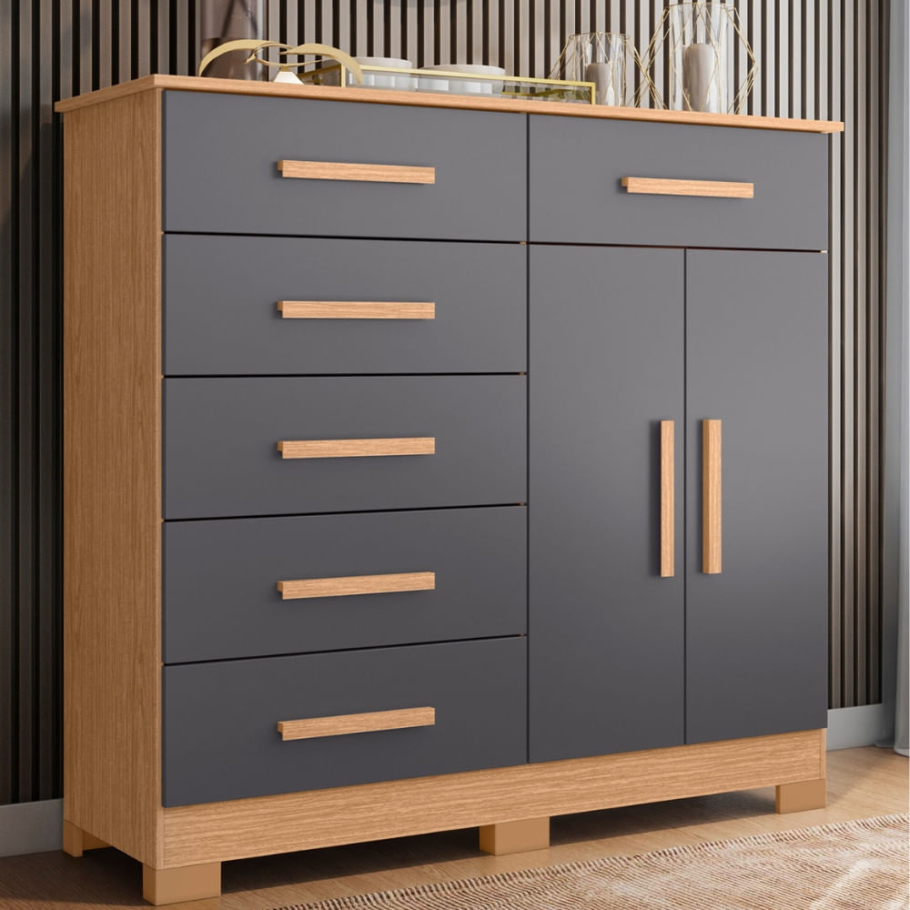 Cômoda 6 Gavetas 2 Portas Com Pés Xangai Albatroz