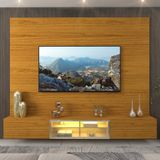 Estante Home Para Tv Até 85 Polegadas Com Led E Vidro Reflecta 3 Portas Luminare Gelius