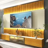 Estante Home Ripada Para Tv Até 85 Polegadas Com Led Reflecta 3 Portas Em Mdf Soberano Gelius