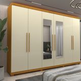 Guarda Roupa Casal Com Espelho E Pés 6 Portas 100 Mdf Absolut New Gelius