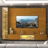 Estante Home Para Tv Até 85 Polegadas Com Cristaleira Led E Vidro Reflecta 4 Portas Em Mdf Luminare Gelius