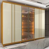 Guarda Roupa Casal Led Com Vidro Reflecta 6 Portas 100 Mdf Absolut Gelius