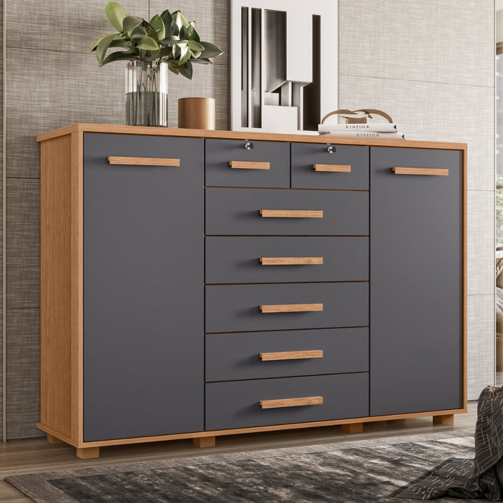 Cômoda 7 Gavetas 2 Portas Com Pés Fontana Albatroz