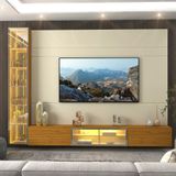 Estante Home Para Tv Até 85 Polegadas Com Cristaleira Led E Vidro Reflecta 4 Portas Em Mdf Luminare Gelius