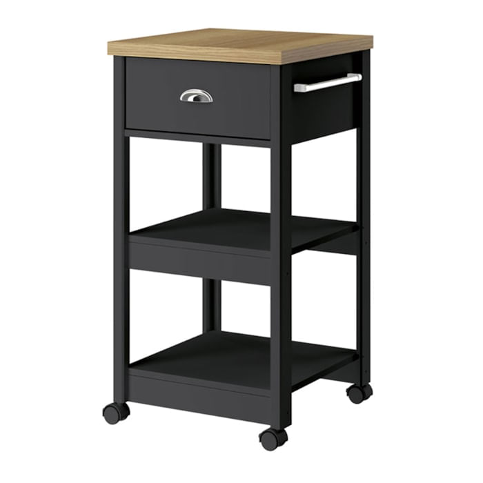 Aparador Carrinho Café 1 Gaveta 45 Cm Ba130 Preto Dtall