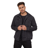 Jaqueta Masculina Jeans Preto Com Bolso
