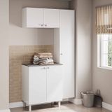 Conjunto Armário Multiuso Para Lavanderia Duo 3 Peças Branco
