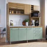 Cozinha Compacta Blume 8 Portas 2 Gavetas Com Nichos E Com Espaço Forno E Micro-ondas 186,5cm Teka / Verde Bellagio