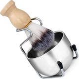 Kit Pincel Barbear Com Suporte Tigela Bowl Cumbuca Copo Inox