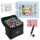 Kit Caderno + Canetinhas Bobbie Goods Ponta Dupla 60 - Azul