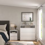 Cômoda E Mesa De Cabeceira 100% Mdf Gales Branco