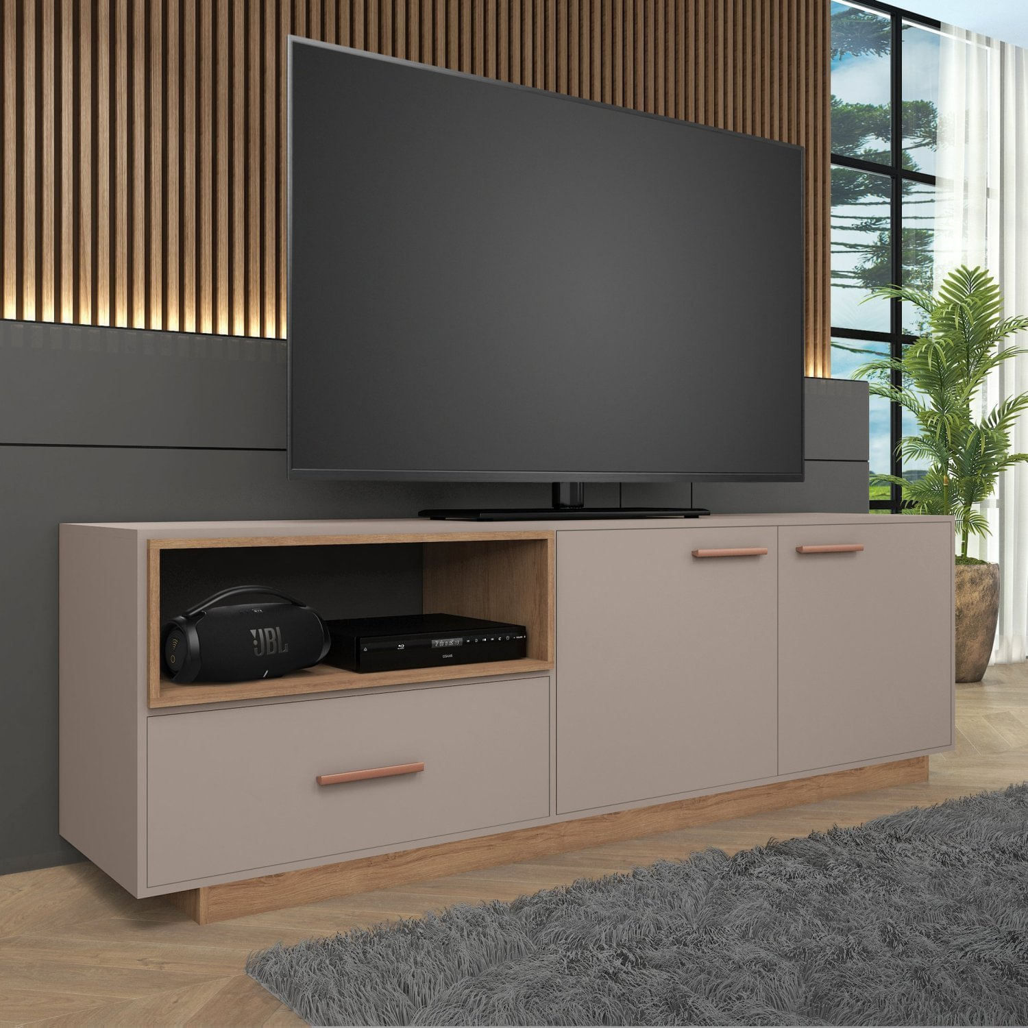 Rack Para Tv 85 Polegadas 200cm Everest Fendi/mel