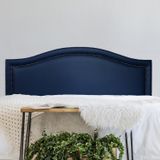Cabeceira King Estofada Para Cama Box Com Tachas 193x60cm Curva Luxo Azul/fumê