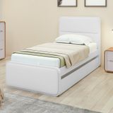 Cama Solteiro Loop Tecido Korino Com Cama Auxiliar Branco