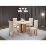 Conjunto Sala de Jantar Chiara - Mesa Redonda com 4 Cadeiras Vênus Mel/Blonde/Bege