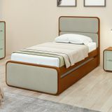 Cama Solteiro Loop Tecido Boucle Com Cama Auxiliar Frassino