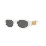 Óculos De Sol Versace Man White Frame Com Lentes Cinza Escuro 53 Mm