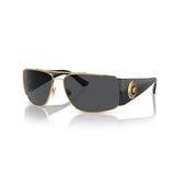 Óculos De Sol Versace Man Gold Frame Com Lentes Cinza Escuro 63 Mm