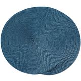 Placemats Funwheat, Redondo Trançado, Conjunto De 6 Tapetes De Mesa De 38 Cm, Azuis