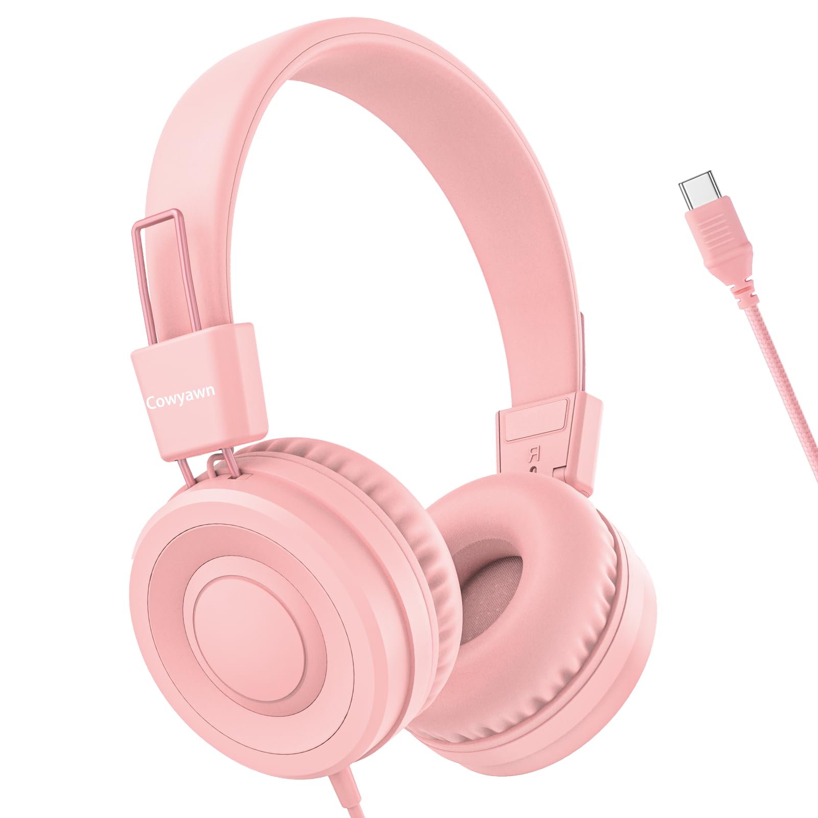 Fones De Ouvido Cowyawn Usb Type C Kids 94db Volume Limited Rosa
