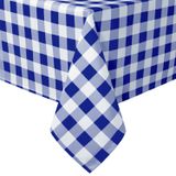 Toalha De Mesa Hiasan Quadriculada Quadrada 178x178cm Azul Impermeável