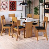Conjunto Sala De Jantar 1 Mesa 6 Cadeiras Viena Indekes Freijó/off White/preto