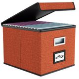 Caixa Organizadora De Arquivos Huolewa Atualizada E Portátil Com Tampa 37x32x27cm