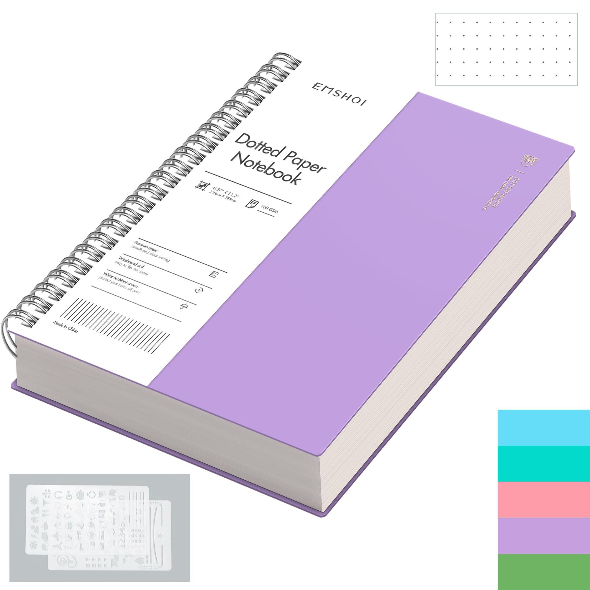 Caderno Espiral Emshoi A4 Bullet Dotted Journal 300p Roxo