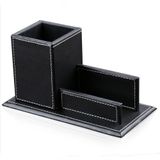 Organizador De Mesa Kingfom Pu Leather Porta-lápis Preto