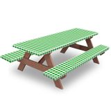 Mesa De Piquenique E Capa De Banco Kenobee 6 Pés Impermeável Verde-branco