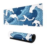 Mouse Pad Para Jogos Wallacely Japanese Azul E Branco Wave Xl